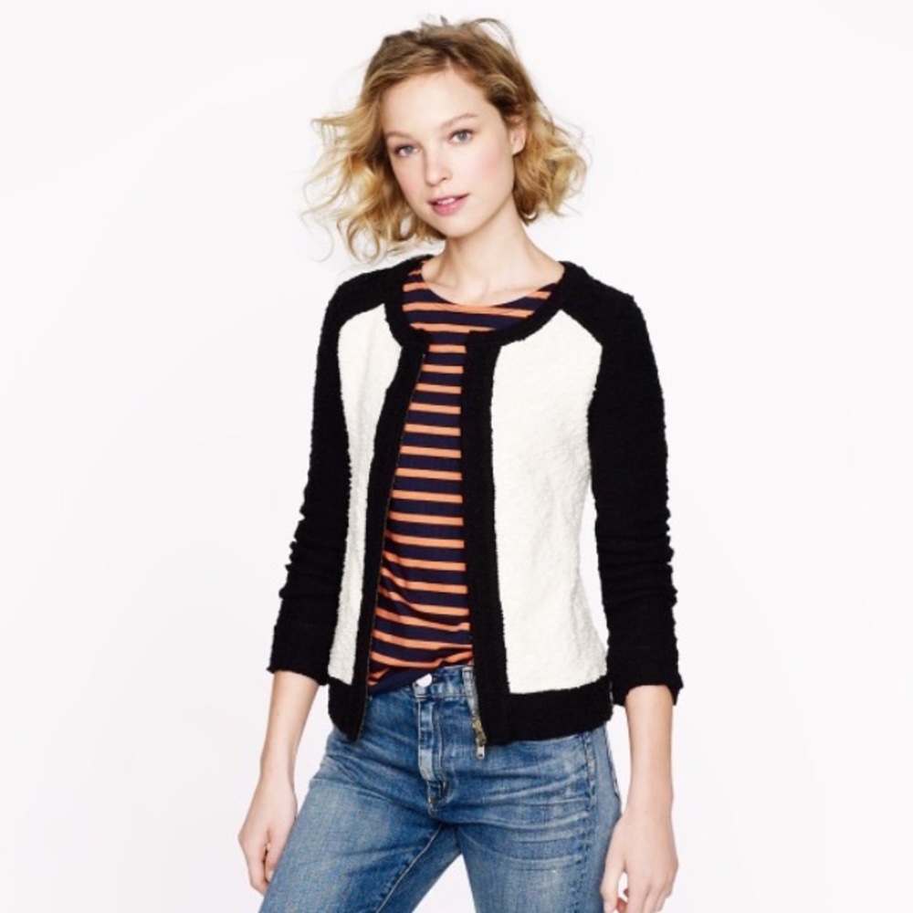 J Crew lady boucle jacket EUC size XXS - black & ivory